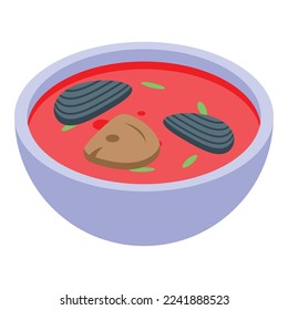 Red soup icon isometric vector. Balkan food. Dinner sauce