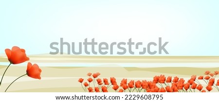 The Red South Festival banner. Anemone flowers in Negev desert. Israel desert is blossoming. Flowers in Israel desert. Israel Nature banner.  Сток-фото © 