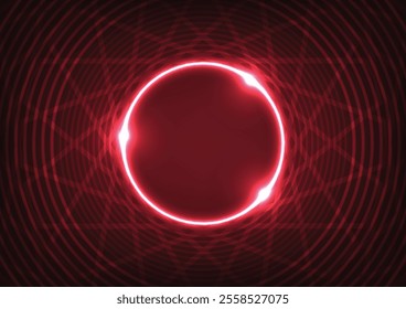 Red space fire ring circle art graphic background vector illustration.