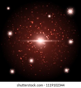 Red space glowing light background, stock vector