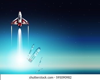 red space shuttle eject from rocket when night