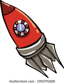 Red spaceship, illustration, vector on a white background.