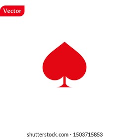 Red spade icon. Playing card vector on white background. eps 10