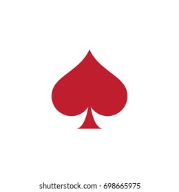 Red spade icon. Playing card vector.