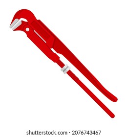Red Spanner pipe wrench - hand fixing tool for car fixing or plumbing works. Isolated vector illustration