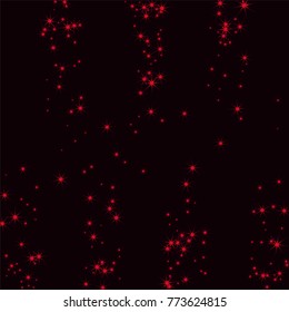 Red sparkle of confetti stars on a dark background. Luxury festive background. Shining sparkling abstract texture. Element of design. Vector illustration, EPS 10.