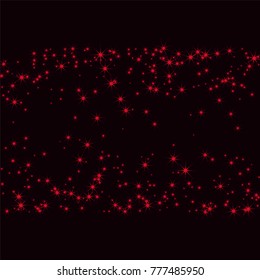 Red sparkle of confetti stars on a dark background. Luxury festive background. Shining sparkling abstract texture. Element of design. Vector illustration, EPS 10.