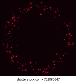 Red sparkle of confetti stars on a dark background. Luxury festive background. Shining sparkling abstract texture. Element of design. Vector illustration, EPS 10.
