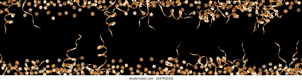 Red Sparkle Isolated Vector Panoramic Background. Bridal Splash Illustration. Gold Circle Glamour Pattern. Confetti Golden Invitation.
