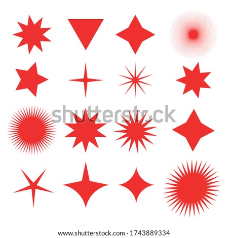 Red sparkles symbols vector. The set of original vector stars sparkle icon. Bright firework, decoration twinkle, shiny flash. Glowing light effect stars and bursts collection. Vector