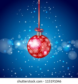 Red Sparkling Christmas Ball. Vector illustration.