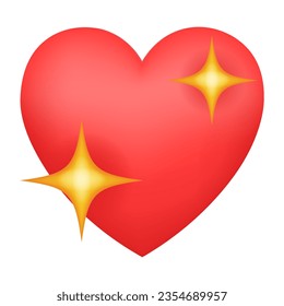 Rojo Sparkling Heart Emoji aislado en fondo blanco. Símbolo de emoticonos moderno, simple, vector, impreso en papel. para el diseño de sitios web, aplicación móvil e interfaz de usuario. Ilustración vectorial