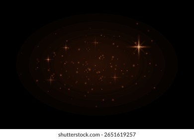 Partículas brillantes rojas con destellos brillantes de estrellas sobre fondo oscuro. Efecto de luz fría con sensación de fantasía de ensueño.