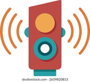 Icono de altavoz rojo con ondas de sonido