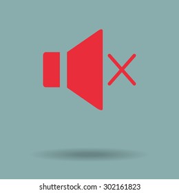 Red Speaker icon. Vector illustration 