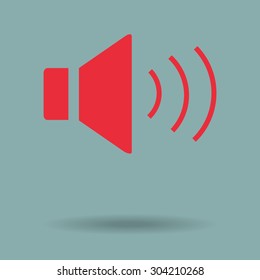 Red Speaker icon. Vector illustration.