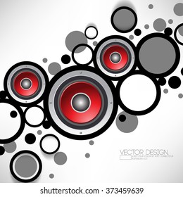 red speakers on geometric rings and circles