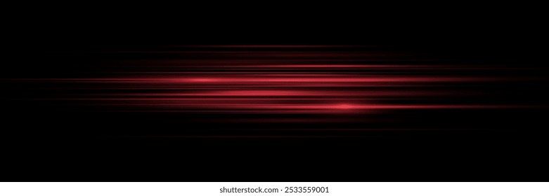 Red special effect, horizontal light rays, line