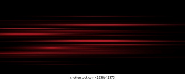 Red special effect, horizontal light rays, line