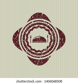 Red special food icon inside distress grunge style stamp