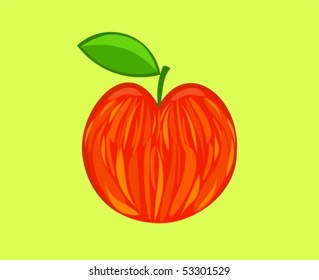 Red speckled apple over light green background