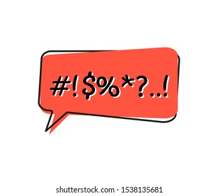 red speech bubble with abstract swear word in flat