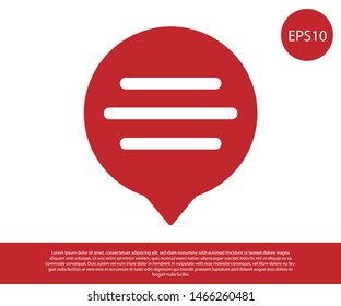 Red Speech bubble chat icon isolated on white background. Message icon. Communication or comment chat symbol.  Vector Illustration