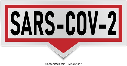 burbuja de habla roja con coronavirus Sars cov 2 icono sobre fondo blanco, estilo de línea, ilustración vectorial