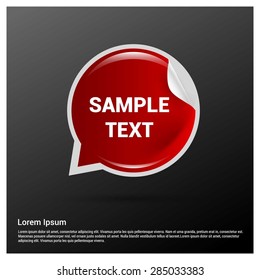 Red speech bubble with curled corner