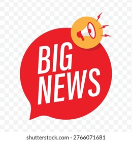 red speech bubble featuring big news text and a megaphone icon for important corporate announcements