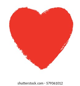 Red speech bubble, hand drawn heart element. Vector background.