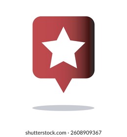 A red speech bubble icon features a white star in the center