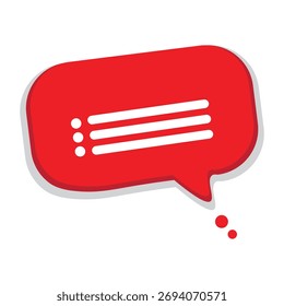 Ícone vermelho de balão com lista e pontos simbolizando a comunicação