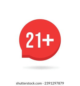 burbuja de habla roja como 21 más aislada en blanco. tendencia abstracta de estilo plano diseño gráfico de logotipo moderno. botón de concepto de información para la interfaz del sitio web
