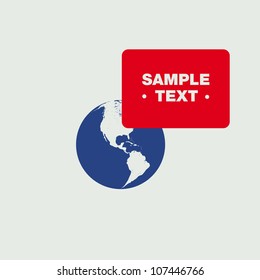 Burbuja del discurso rojo en el Globe azul