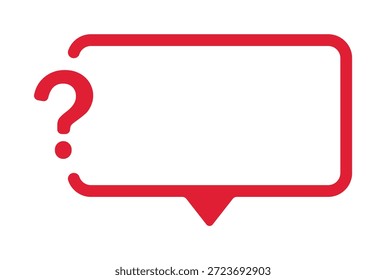 Burbuja de discurso rojo con signo de interrogación dentro del marco.