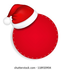 Red Speech Bubble With Santa Hat With Gradient Mesh, Vector Illustration