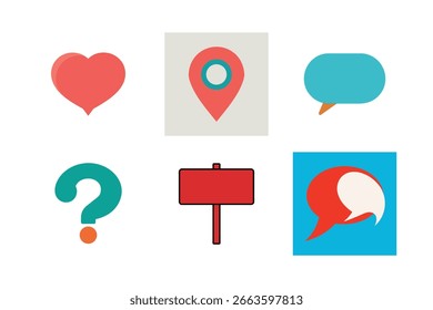 Burbuja de discurso rojo y Colección de icono de signo	