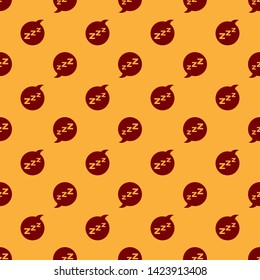 Red Speech bubble with snoring icon isolated seamless pattern on brown background. Concept of sleeping, insomnia, alarm clock app, deep sleep, awakening.  Vector Illustration