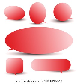red speech bubble vector, paper cut style with shading, 3d speaking or talk bubble, isolated on white background.