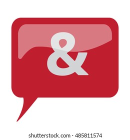 Red speech bubble with white Ampersand  icon on white background