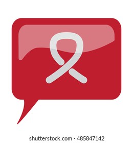 Red speech bubble with white Awareness Ribbon icon on white background