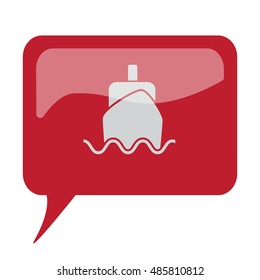 Red speech bubble with white Boat icon on white background