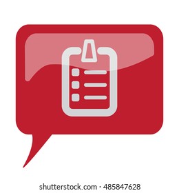Red speech bubble with white Checklist icon on white background