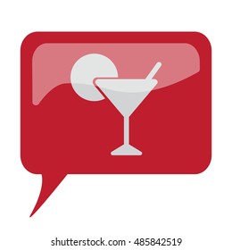 Red speech bubble with white Cocktail icon on white background