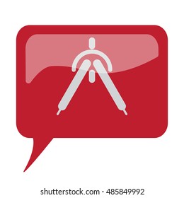 Red speech bubble with white Drafting Compass icon on white background