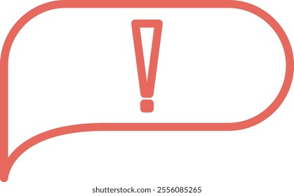 Red speech bubble with a white exclamation mark inside, symbolizing an alert, warning, or important information.