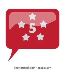 Red speech bubble with white Five Star icon on white background