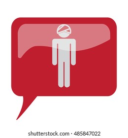 Red speech bubble with white Head icon on white background