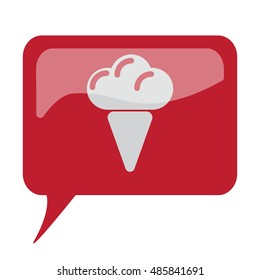 Red speech bubble with white Ice Cream icon on white background